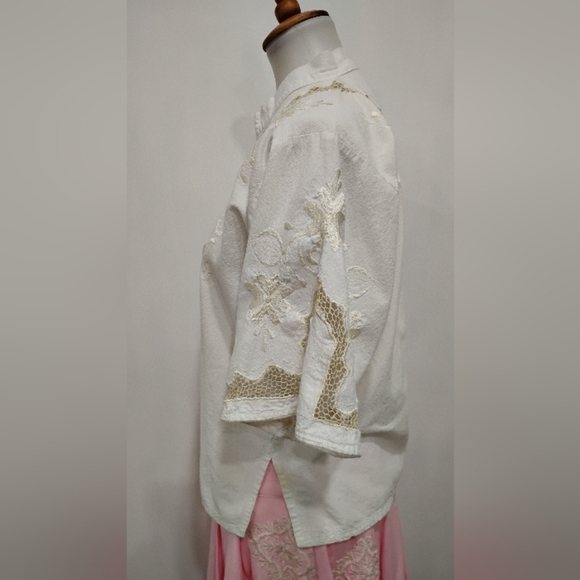 EMBROIDERED COTTON PEASANT BLOUSE - Picture 4 of 7